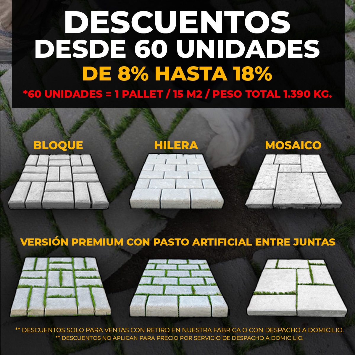 Adoquín Modular Hilera 50x50cm - Imagen 2